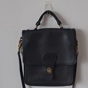 Coach Black Leather Top-Handle Satchel with Gold Hardware